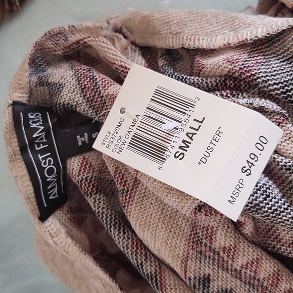 Brand New ALMOST FAMOUS OPEN HOODED DUSTER SWEATER -S - Picture 3 of 4